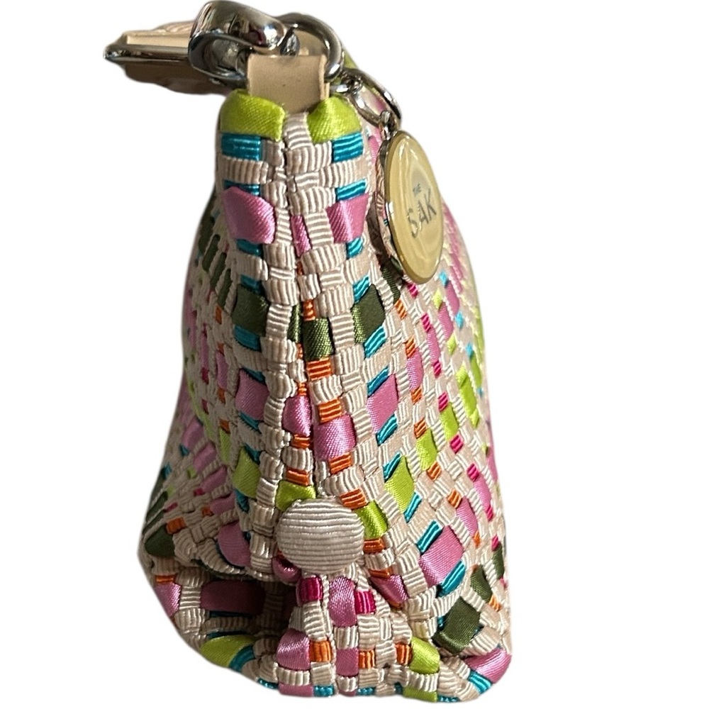 THE SAK Pastel Spring Bouquet Ribbon Basket Weave Clutch Purse Shoulder Strap - Picture 5 of 8